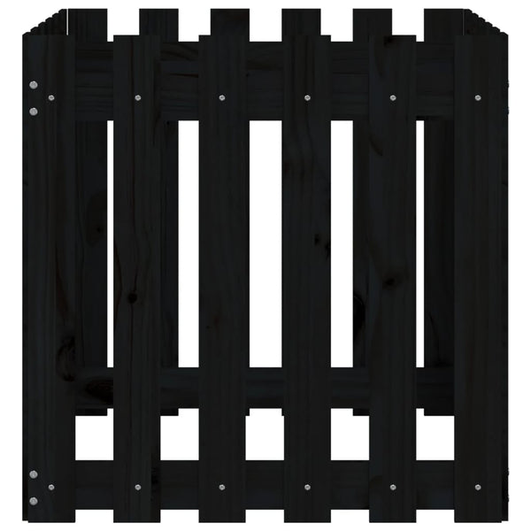 Schwarzer Pflanzkübel 60x60 cm Kiefernholz Lattenzaun Design