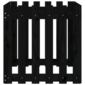 Schwarzer Pflanzkübel 60x60 cm Kiefernholz Lattenzaun Design