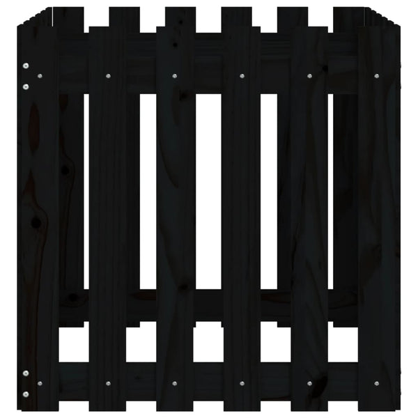 Schwarzer Pflanzkübel 60x60 cm Kiefernholz Lattenzaun Design