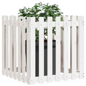 vidaXL Planter Slatted Design White 70x70x70 cm Solid Pine Wood