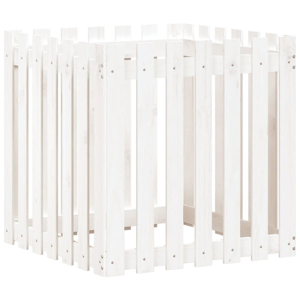 vidaXL Planter Slatted Design White 70x70x70 cm Solid Pine Wood