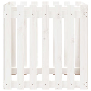 vidaXL Planter Slatted Design White 70x70x70 cm Solid Pine Wood