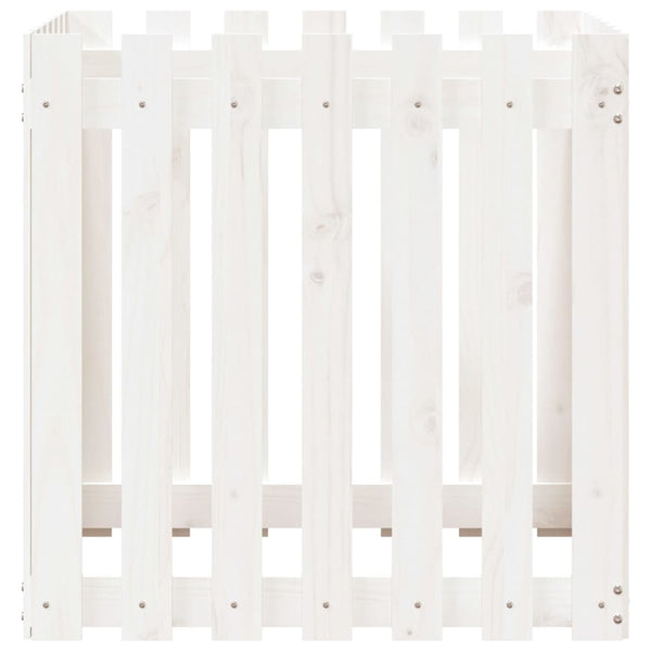 vidaXL Planter Slatted Design White 70x70x70 cm Solid Pine Wood