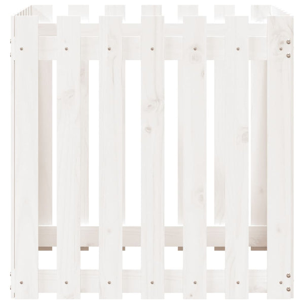 vidaXL Planter Slatted Design White 70x70x70 cm Solid Pine Wood