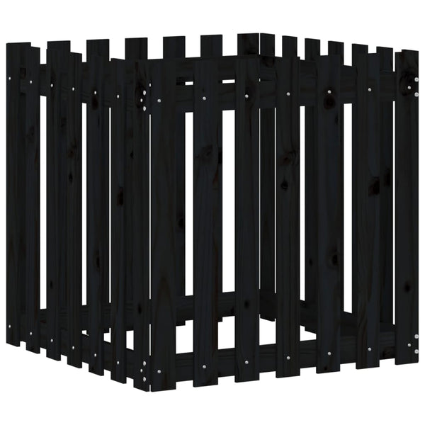 vidaXL Jardinière en lattes noir 70x70x70 cm bois de pin