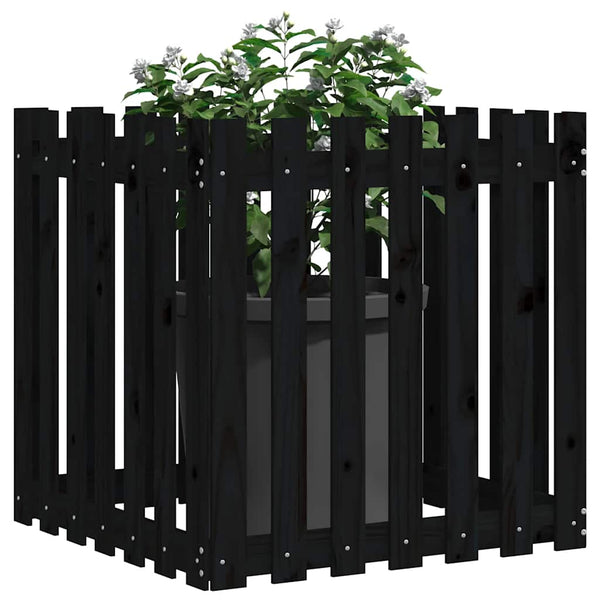 vidaXL Jardinière en lattes noir 70x70x70 cm bois de pin