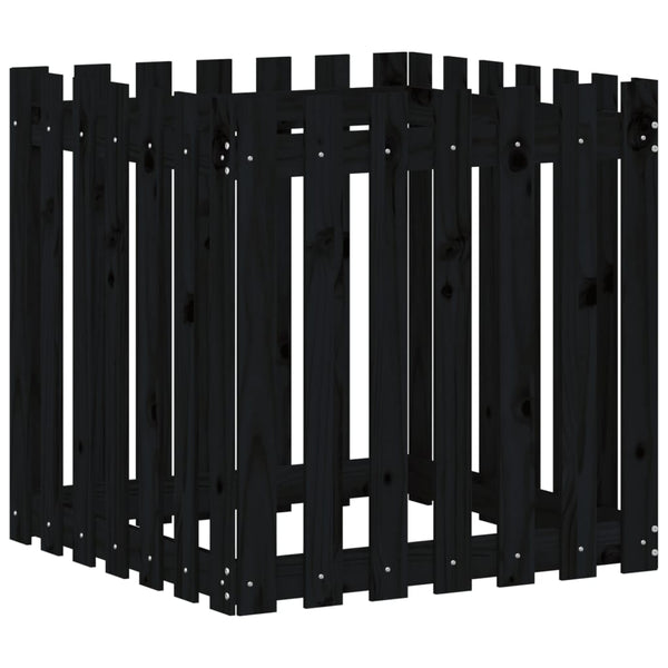 vidaXL Jardinière en lattes noir 70x70x70 cm bois de pin
