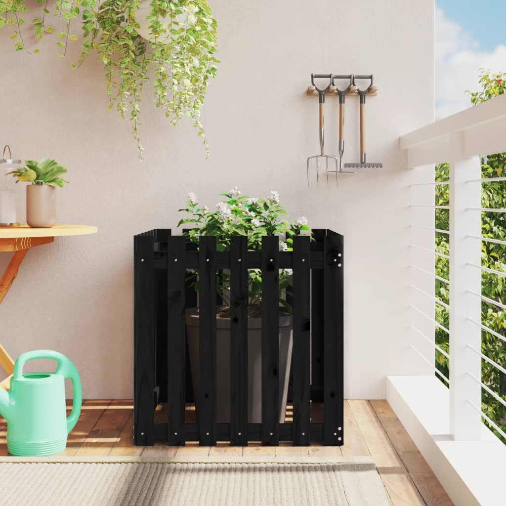 vidaXL Jardinière en lattes noir 70x70x70 cm bois de pin