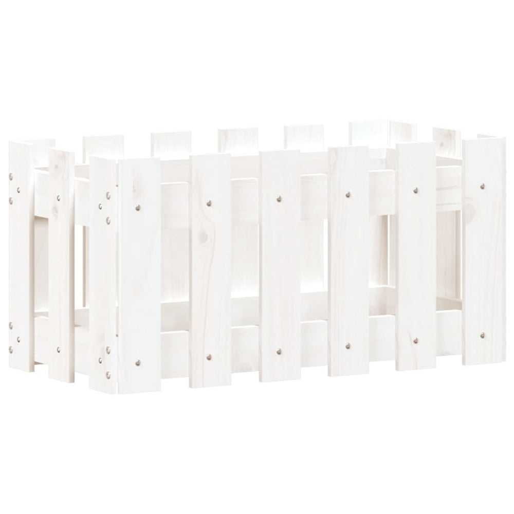 Weißer Pflanzkübel 60cm Kieferholz Lattenzaun Design