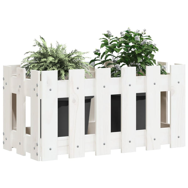 Weißer Pflanzkübel 60cm Kieferholz Lattenzaun Design