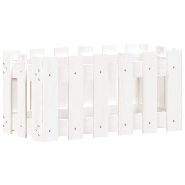 Weißer Pflanzkübel 60cm Kieferholz Lattenzaun Design