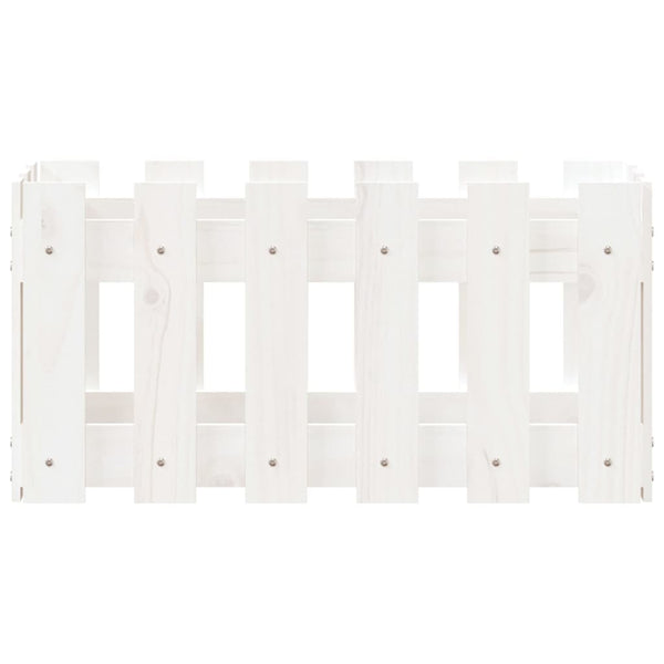 Weißer Pflanzkübel 60cm Kieferholz Lattenzaun Design