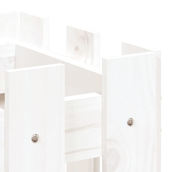 Weißer Pflanzkübel 60cm Kieferholz Lattenzaun Design