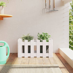 Weißer Pflanzkübel 60cm Kieferholz Lattenzaun Design