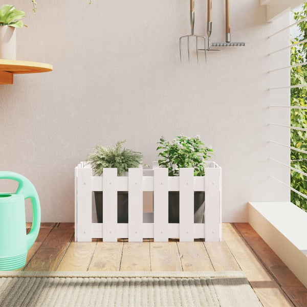 Weißer Pflanzkübel 60cm Kieferholz Lattenzaun Design
