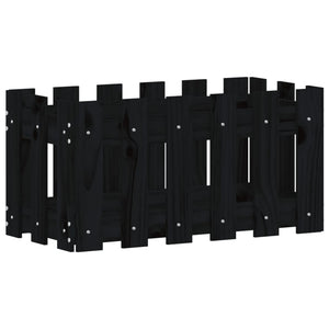 Schwarzer Pflanzkübel im Lattenzaun-Design, 60 cm