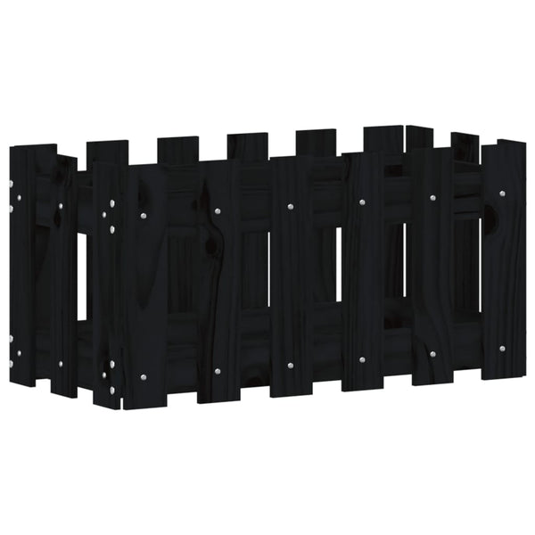 Schwarzer Pflanzkübel im Lattenzaun-Design, 60 cm