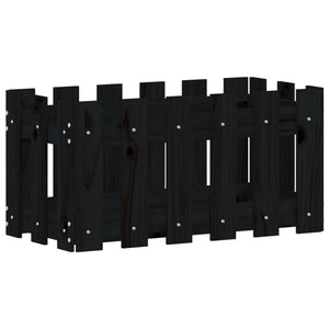 Schwarzer Pflanzkübel im Lattenzaun-Design, 60 cm