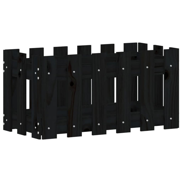 Schwarzer Pflanzkübel im Lattenzaun-Design, 60 cm