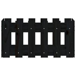 Schwarzer Pflanzkübel im Lattenzaun-Design, 60 cm