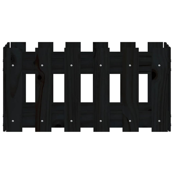 Schwarzer Pflanzkübel im Lattenzaun-Design, 60 cm