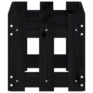 Schwarzer Pflanzkübel im Lattenzaun-Design, 60 cm