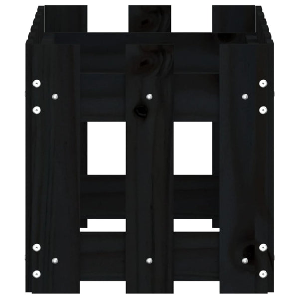 Schwarzer Pflanzkübel im Lattenzaun-Design, 60 cm
