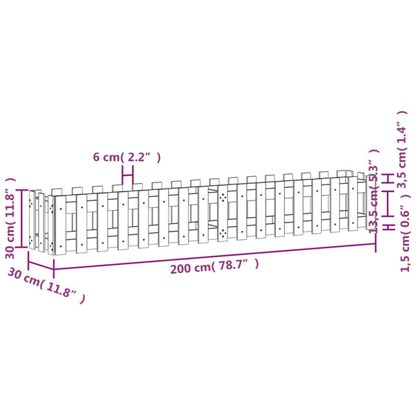 Weißes Hochbeet 200 cm Kieferholz
