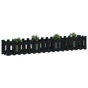 Schwarzes Hochbeet 200x30x30cm Kiefer Massivholz