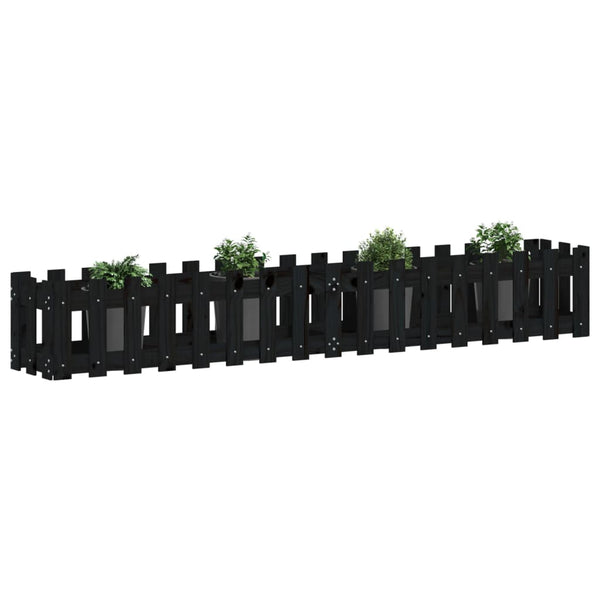 Schwarzes Hochbeet 200x30x30cm Kiefer Massivholz
