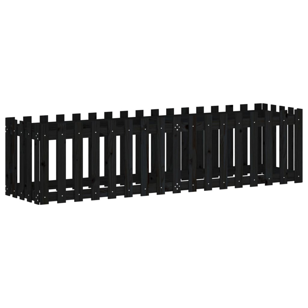 Schwarzes Hochbeet 200x50cm Kiefer Massivholz