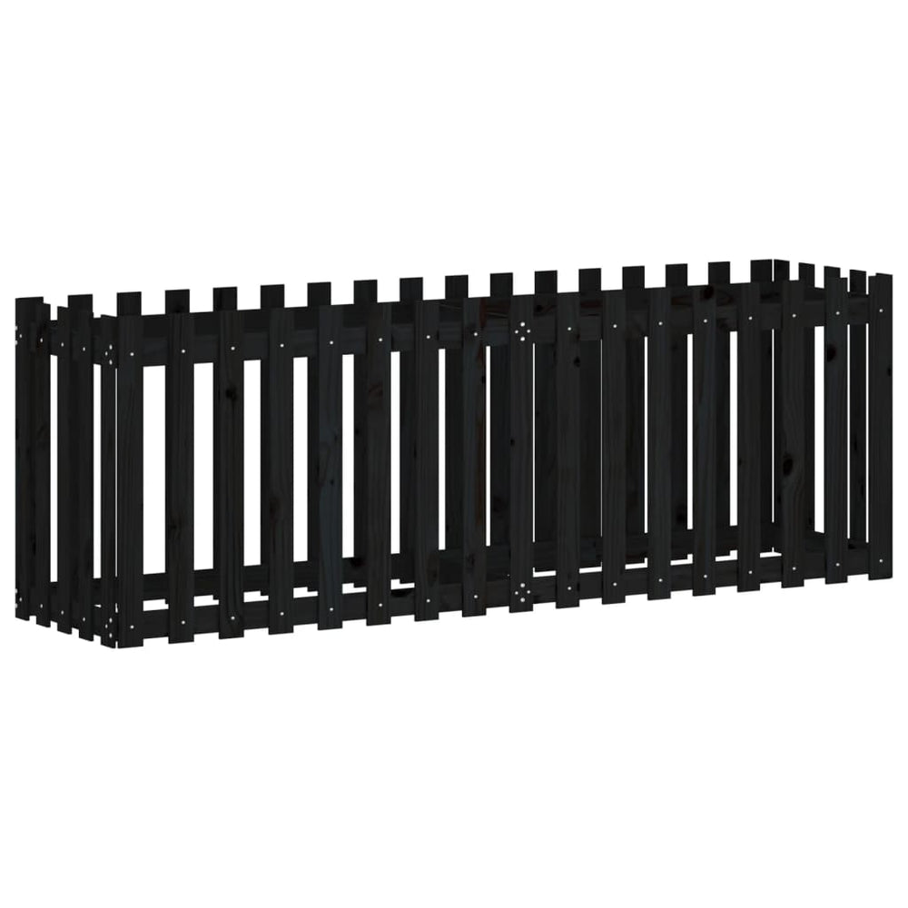 Hochbeet Latten-Design Schwarz 200x50x70cm