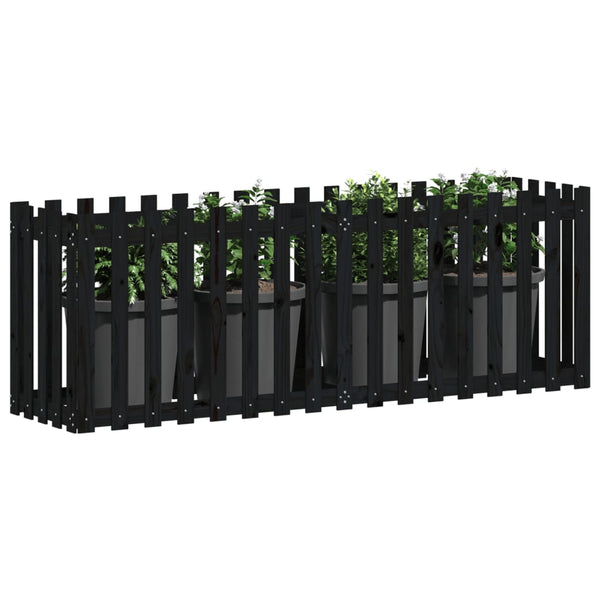 Hochbeet Latten-Design Schwarz 200x50x70cm