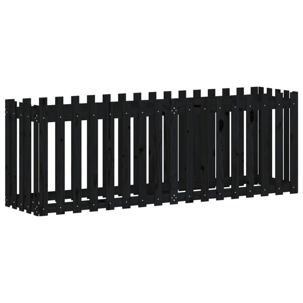 Hochbeet Latten-Design Schwarz 200x50x70cm