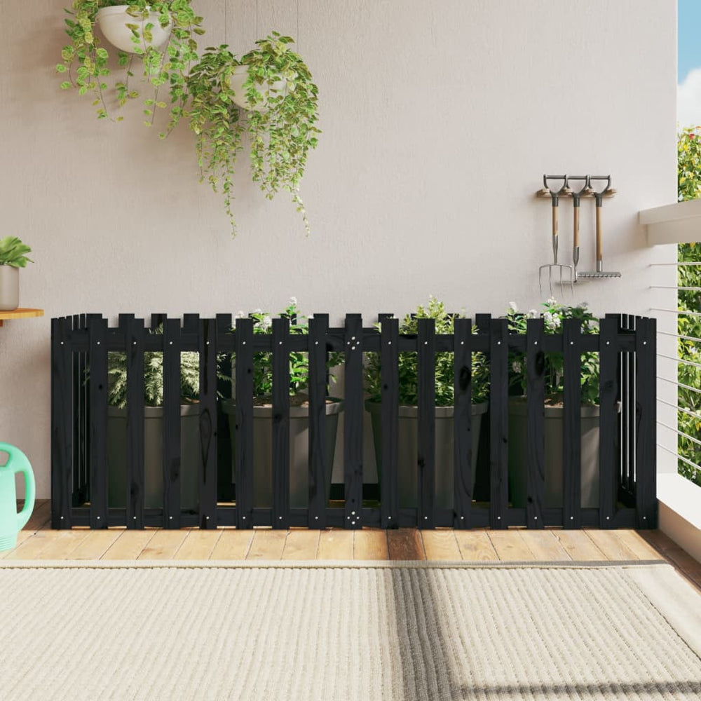Hochbeet Latten-Design Schwarz 200x50x70cm