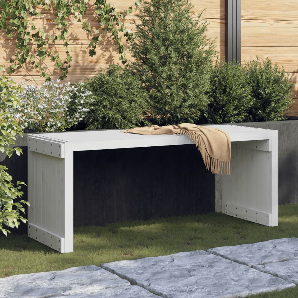 Ausziehbare Gartenbank Weiß Kiefer Massivholz
