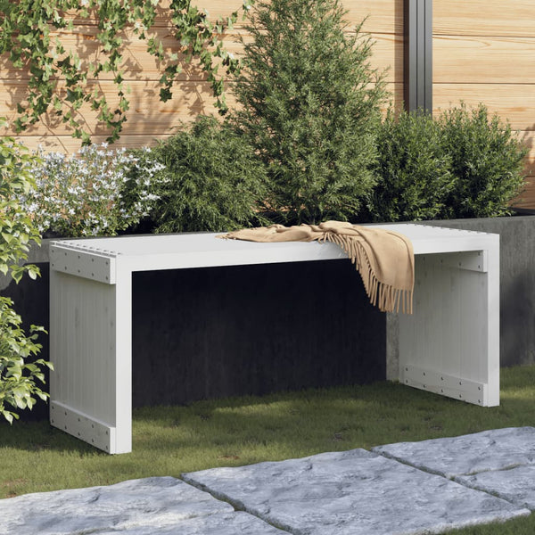 Ausziehbare Gartenbank Weiß Kiefer Massivholz