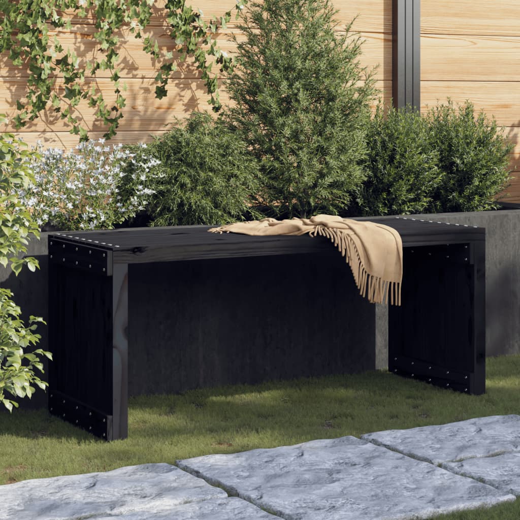Ausziehbare Gartenbank Schwarz Kiefer Massivholz