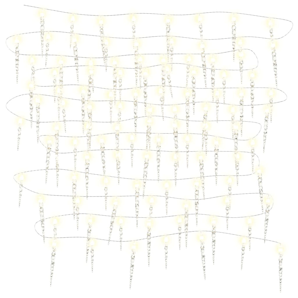 Weihnachts-Eiszapfen-Lichterkette, 100 LEDs, Warmweiß
