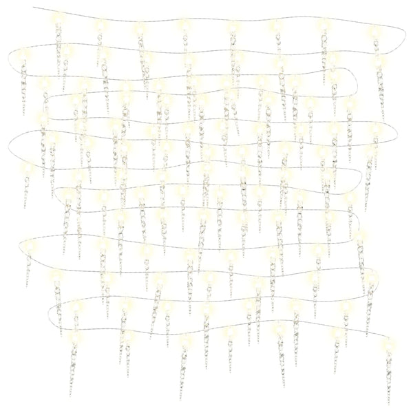 Weihnachts-Eiszapfen-Lichterkette, 100 LEDs, Warmweiß