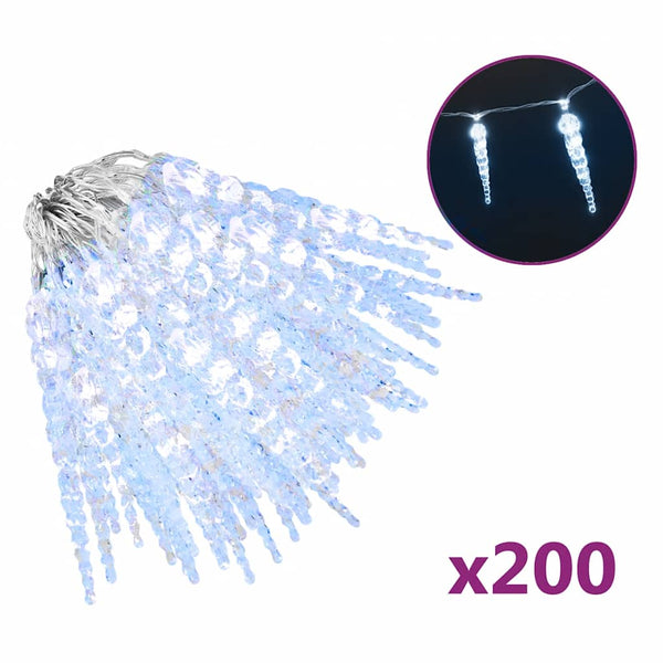Weihnachts-Eiszapfen Lichterkette 200 LEDs Kaltweiß