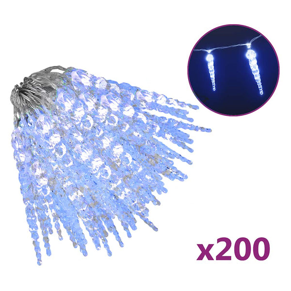 Blaue Eiszapfen-Lichterkette 200 LEDs 20 m