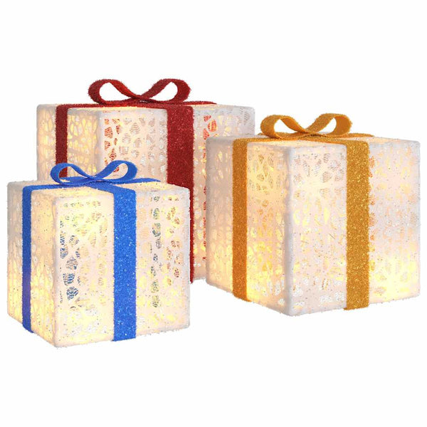 Beleuchtete Geschenkboxen, 3 Stk., 64 LEDs, Warmweiß