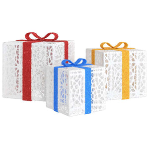 Beleuchtete Geschenkboxen, 3 Stk., 64 LEDs, Warmweiß