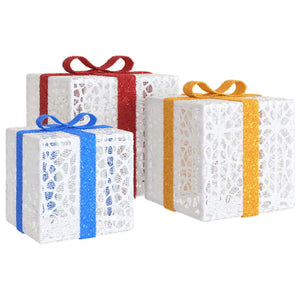 Beleuchtete Geschenkboxen, 3 Stk., 64 LEDs, Warmweiß