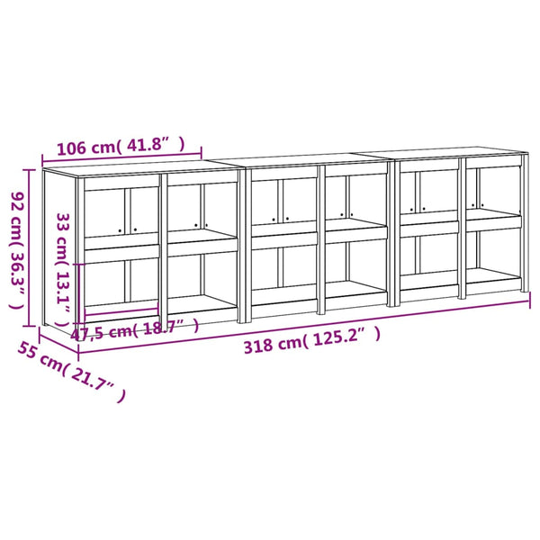 vidaXL Armoires de cuisine d'extérieur MEPPEL 3 pcs Bois de pin massif