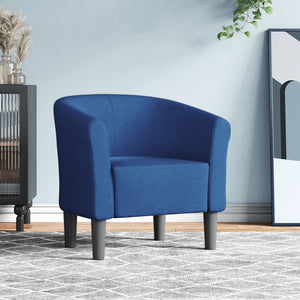 Blauer Stoff Clubsessel