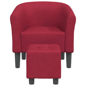 Clubsessel mit Hocker, Weinrot