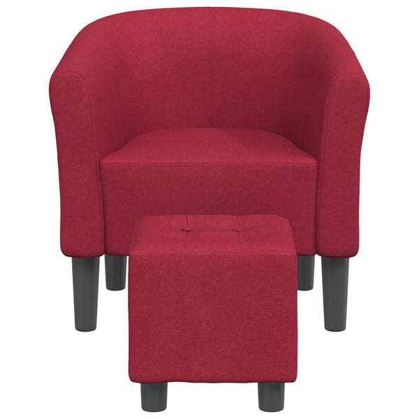 Clubsessel mit Hocker, Weinrot