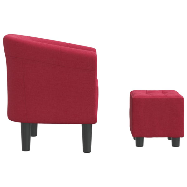 Clubsessel mit Hocker, Weinrot